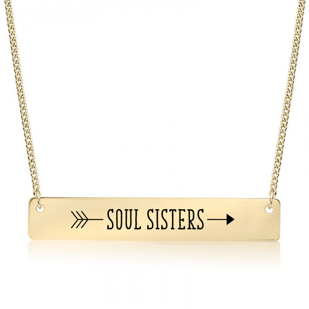 Soul Sister Arrow Gold / Silver Bar Necklace - Sister Gifts - pipercleo.com