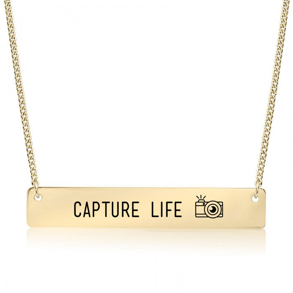 Capture Life - Photographer's Gold / Silver Bar Necklace - pipercleo.com