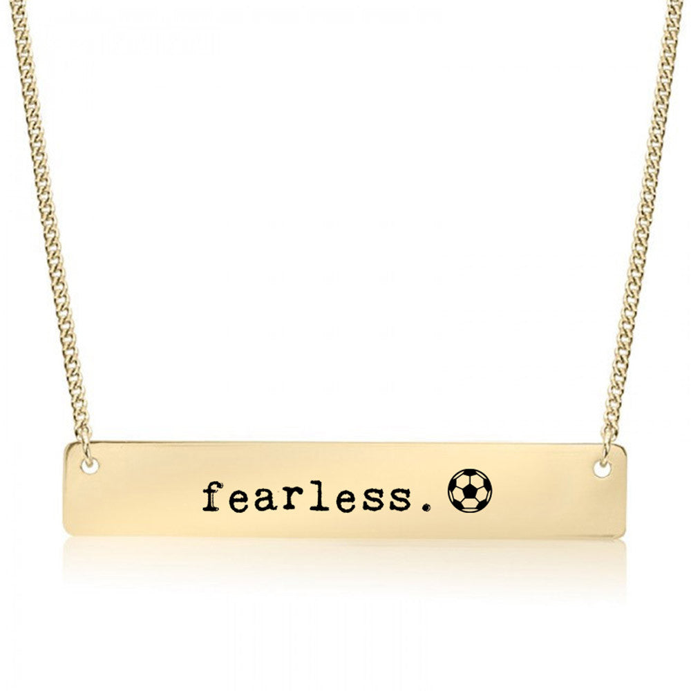 Fearless Soccer Gold / Silver Bar Necklace - pipercleo.com