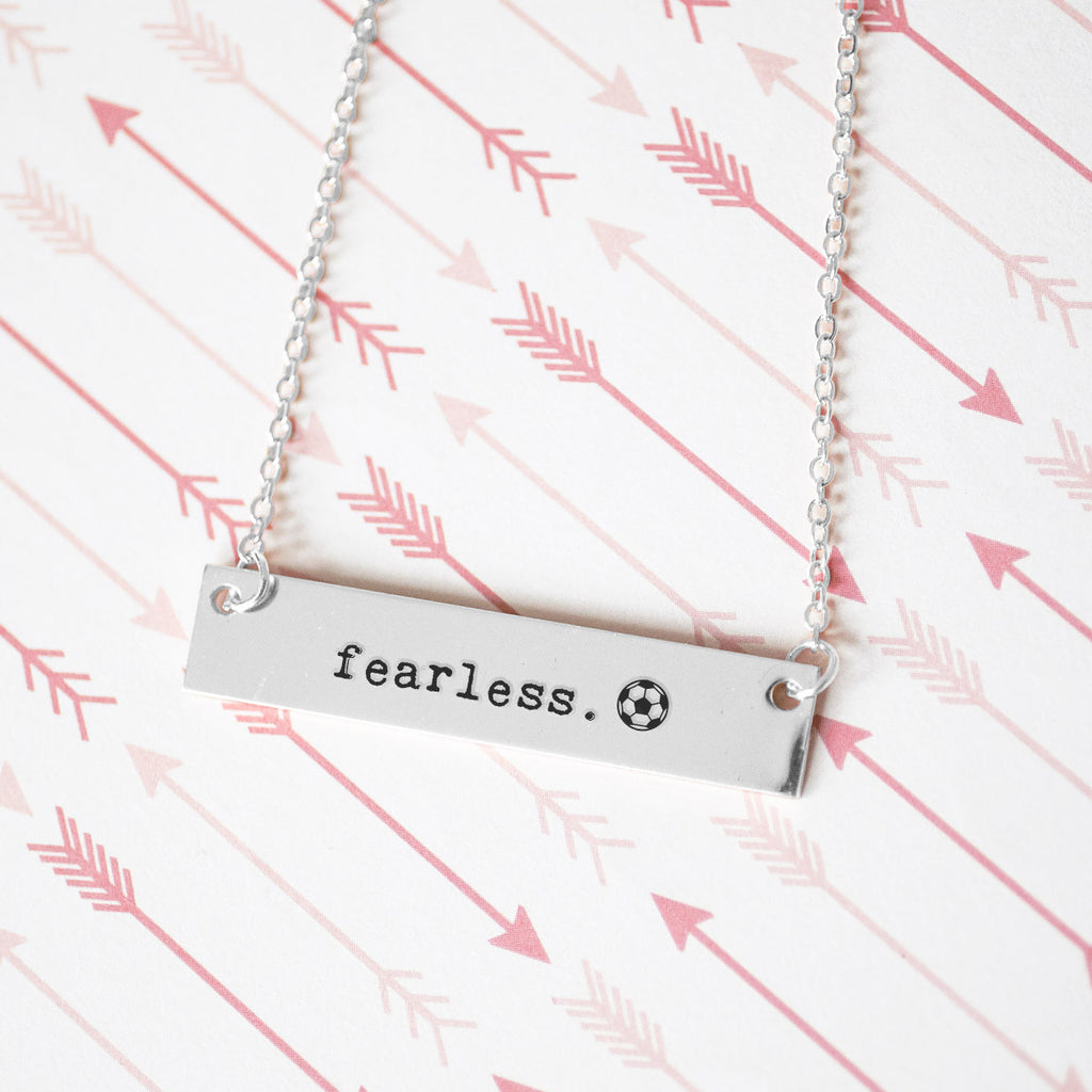 Fearless Soccer Gold / Silver Bar Necklace - pipercleo.com