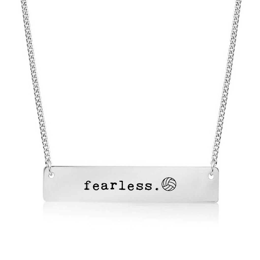 Fearless Volleyball Gold / Silver Bar Necklace - pipercleo.com