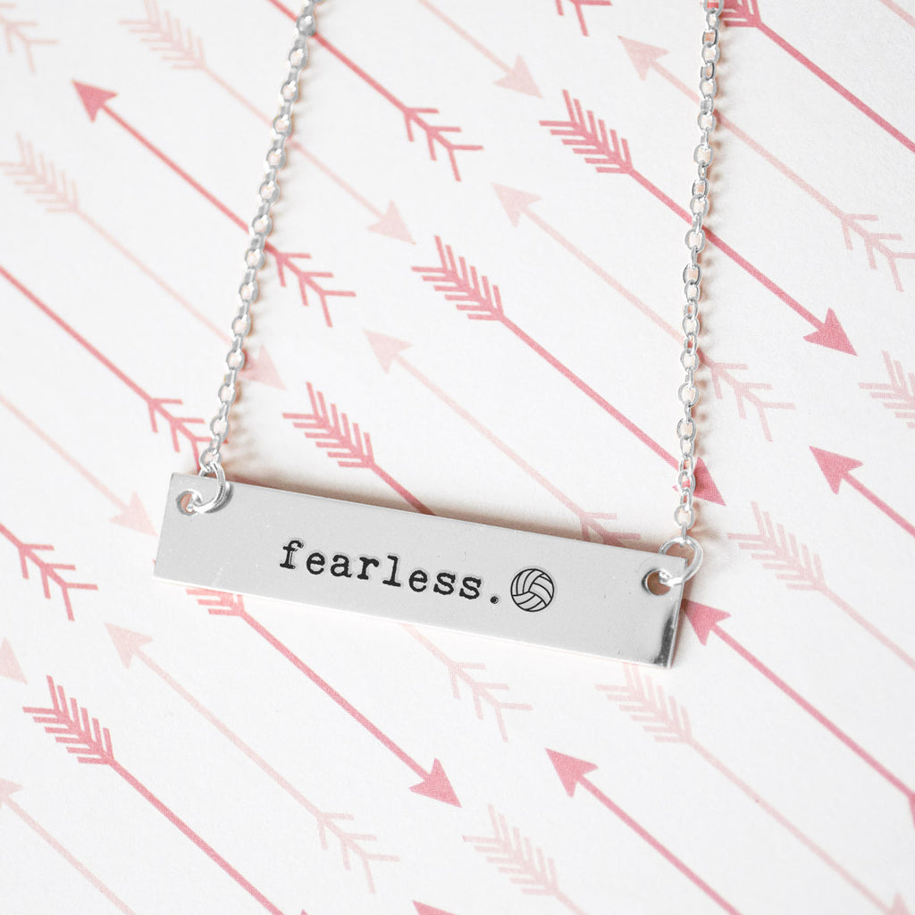 Fearless Volleyball Gold / Silver Bar Necklace - pipercleo.com