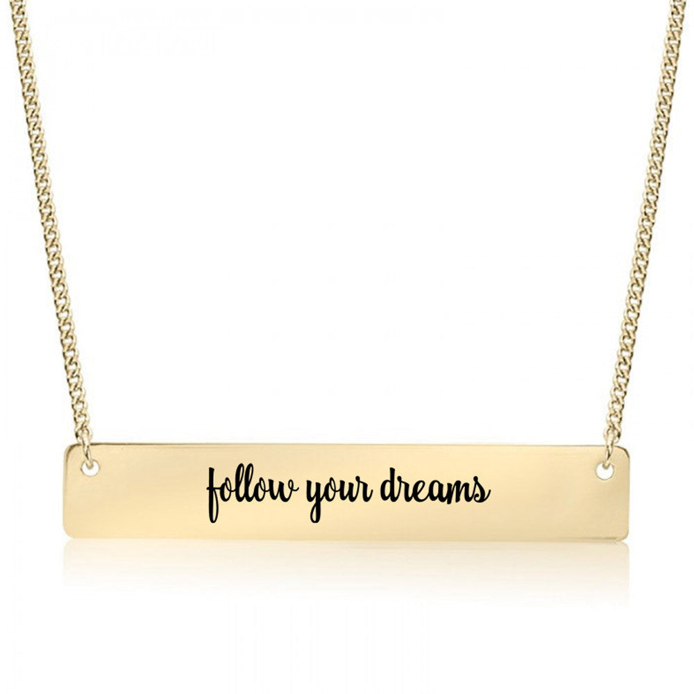 Follow Your Dreams Gold / Silver Bar Necklace - pipercleo.com