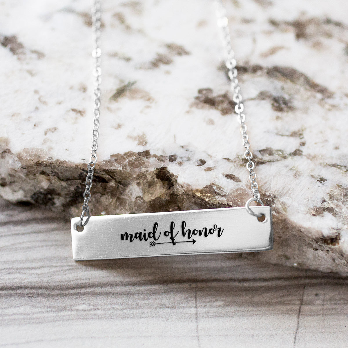 Maid Of Honor Gold / Silver Bar Necklace - Bridesmaid Gift - pipercleo.com