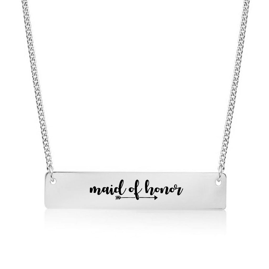 Maid Of Honor Gold / Silver Bar Necklace - Bridesmaid Gift - pipercleo.com