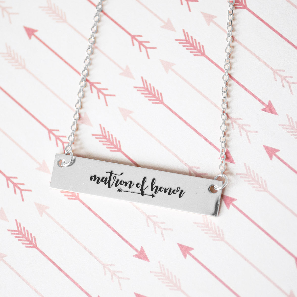 Matron of Honor Gold / Silver Bar Necklace - Bridesmaid Gift - pipercleo.com