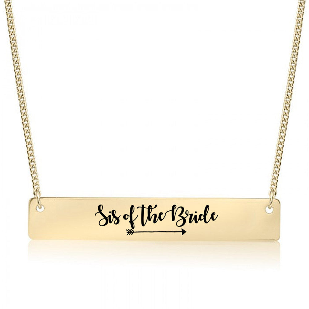 Sister of the Bride Gold / Silver Bar Necklace - Bridesmaid Gift - pipercleo.com