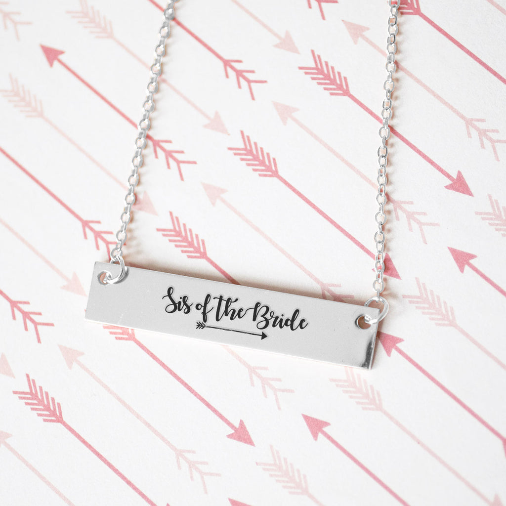 Sister of the Bride Gold / Silver Bar Necklace - Bridesmaid Gift - pipercleo.com