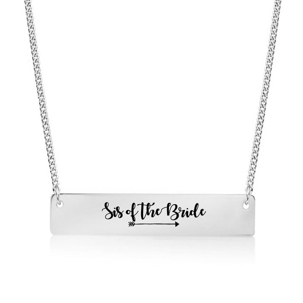 Sister of the Bride Gold / Silver Bar Necklace - Bridesmaid Gift - pipercleo.com