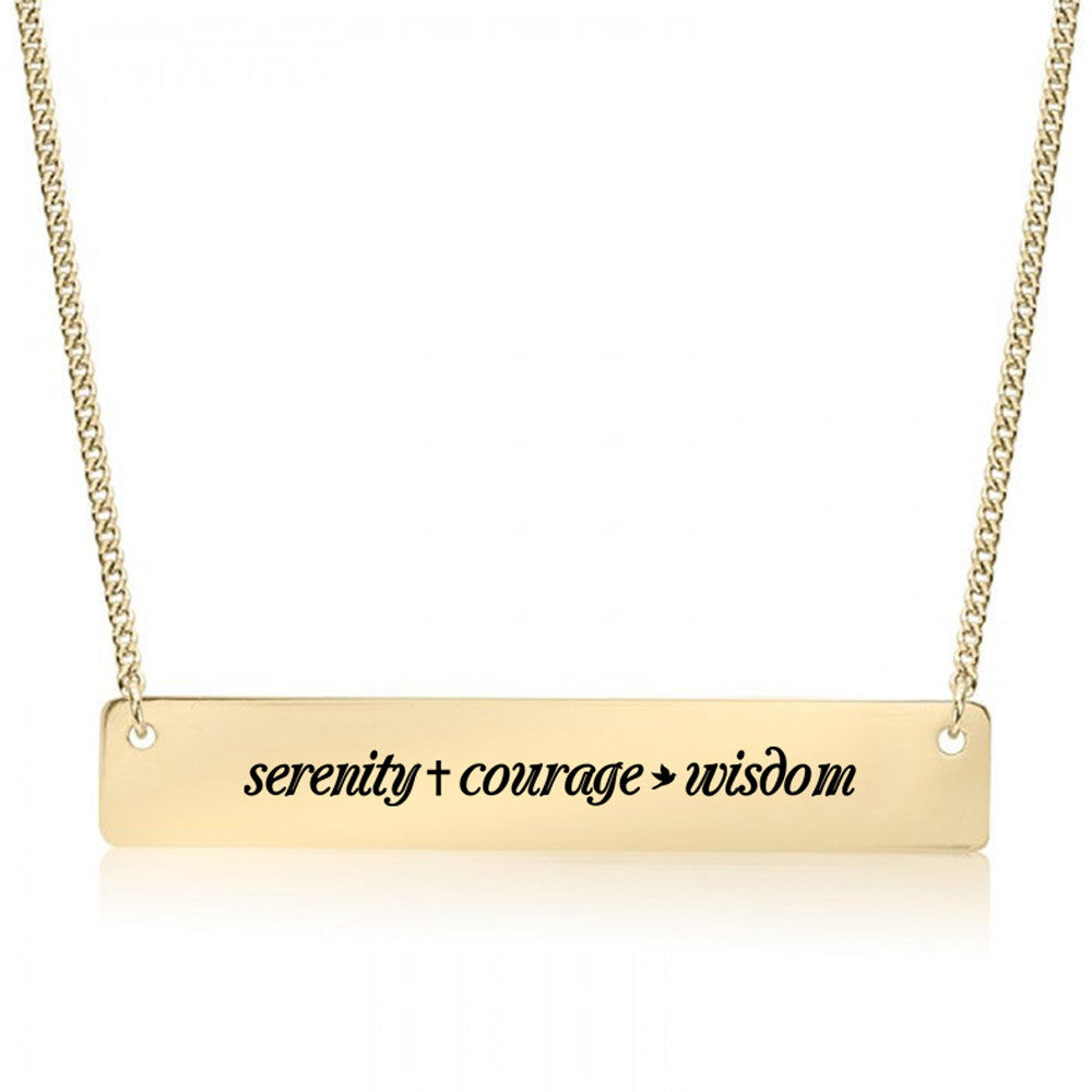 Serenity Prayer Gold / Silver Bar Necklace - pipercleo.com