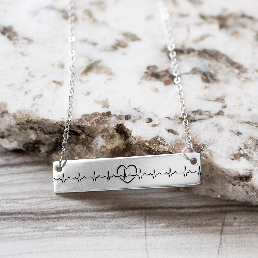 Beating Heart Gold / Silver Bar Necklace - pipercleo.com