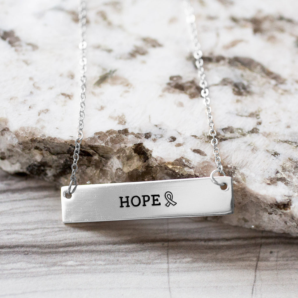 Hope Ribbon Gold / Silver Bar Necklace - pipercleo.com