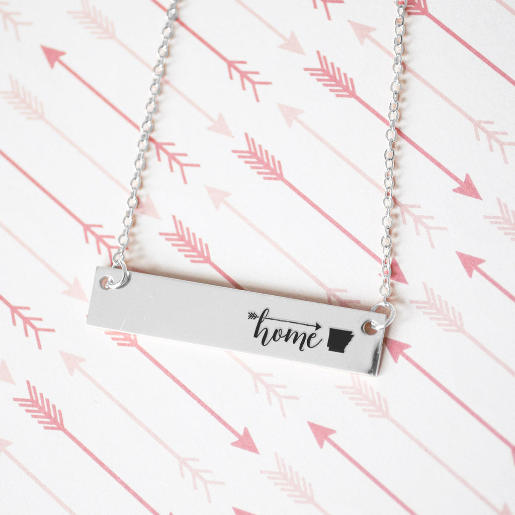 Home is Arkansas Gold / Silver Bar Necklace - pipercleo.com
