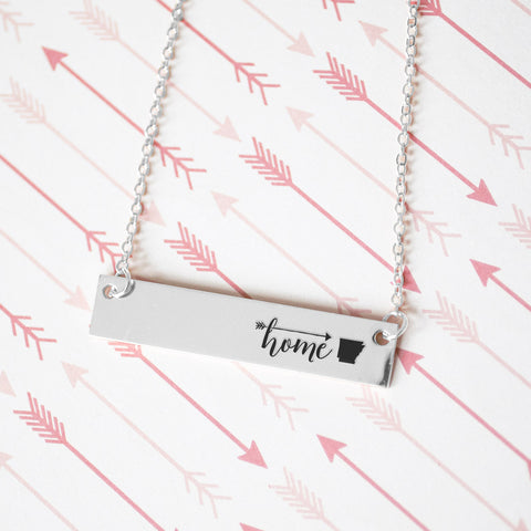 Home is Arkansas Gold / Silver Bar Necklace