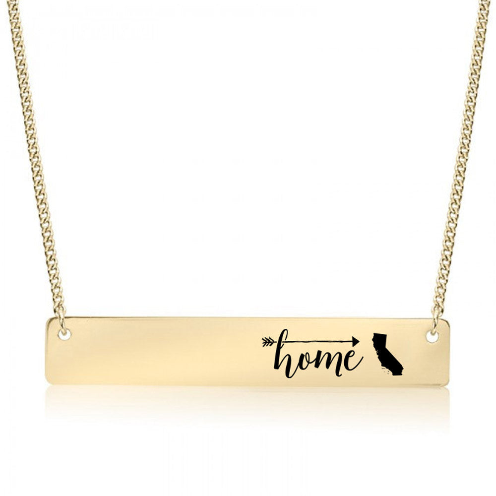 Home is California Gold / Silver Bar Necklace - pipercleo.com