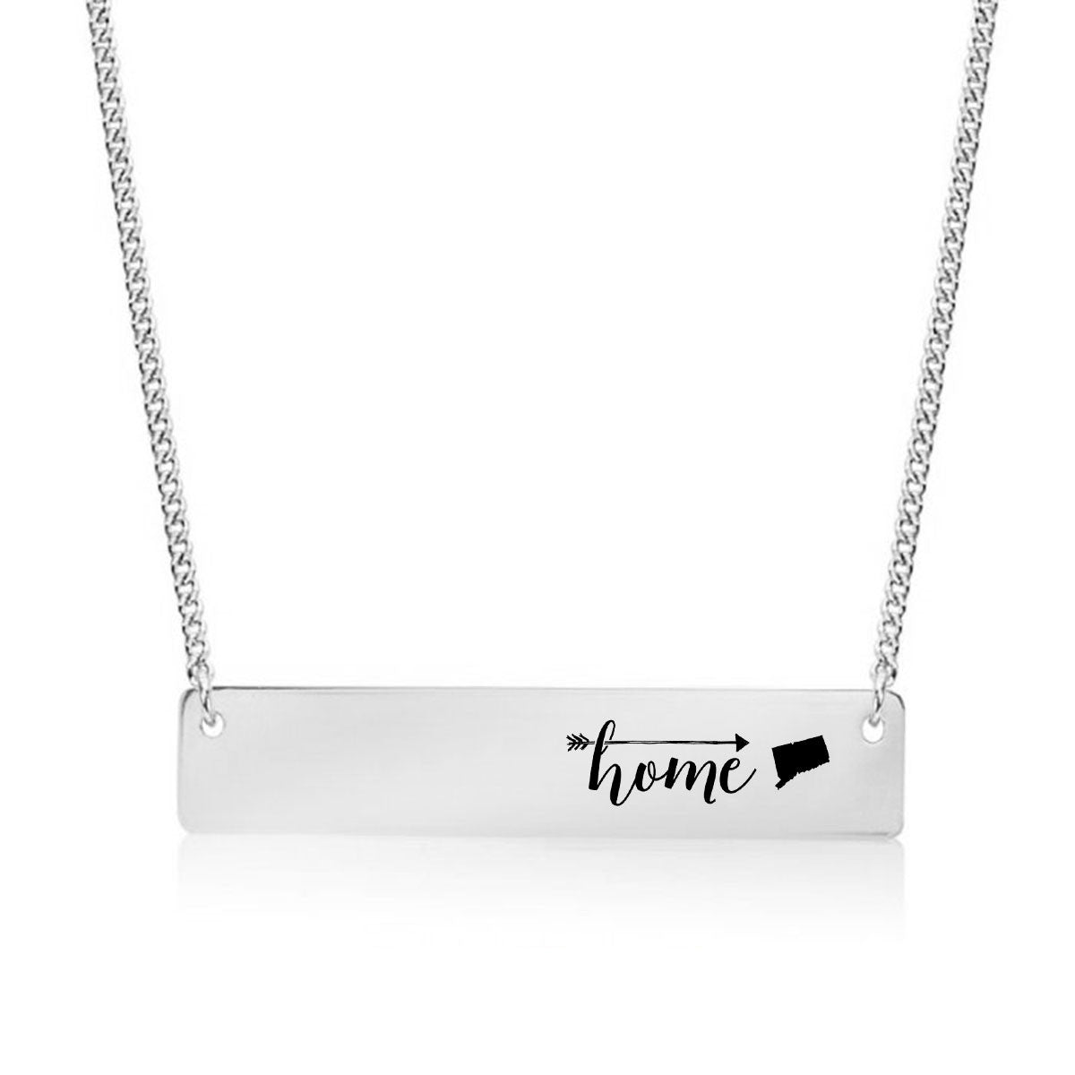 Home is Connecticut Gold / Silver Bar Necklace - pipercleo.com