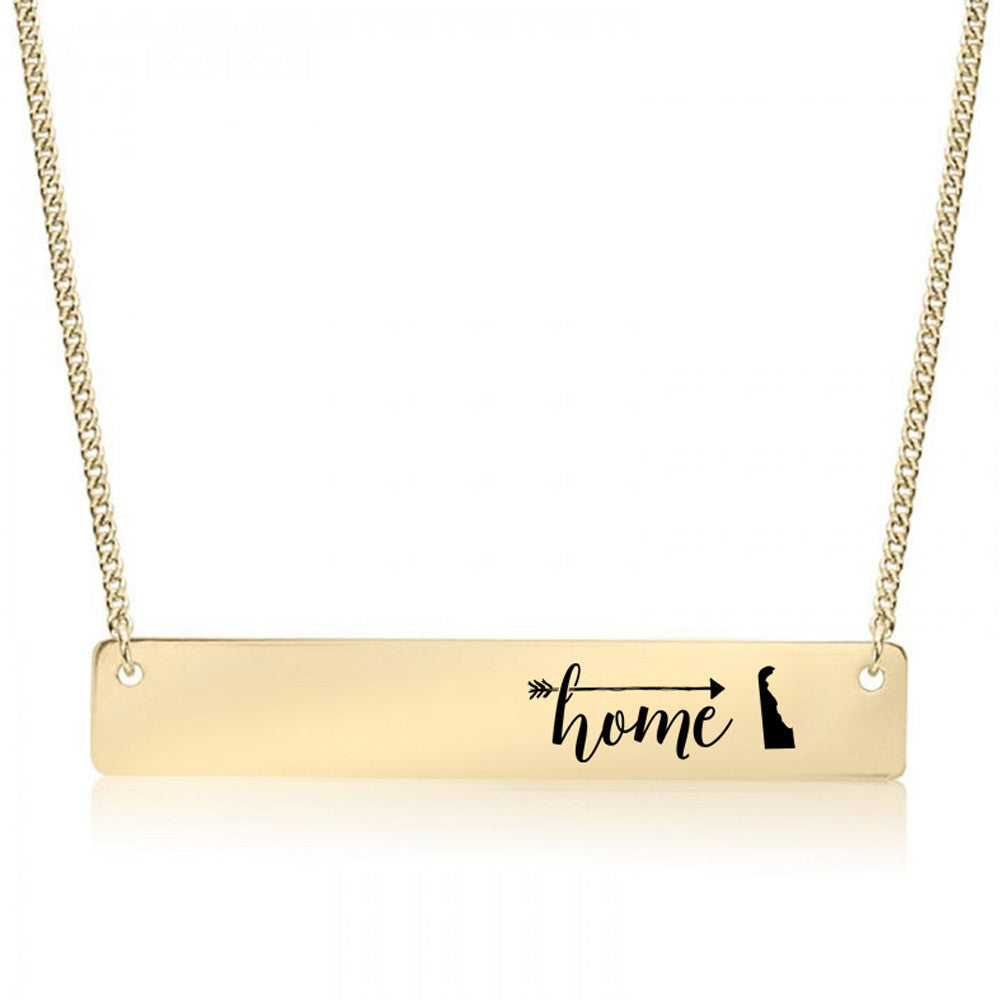 Home is Delaware Gold / Silver Bar Necklace - pipercleo.com