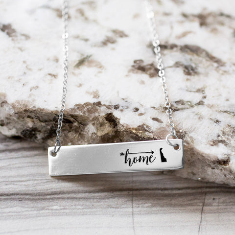 Home is Delaware Gold / Silver Bar Necklace