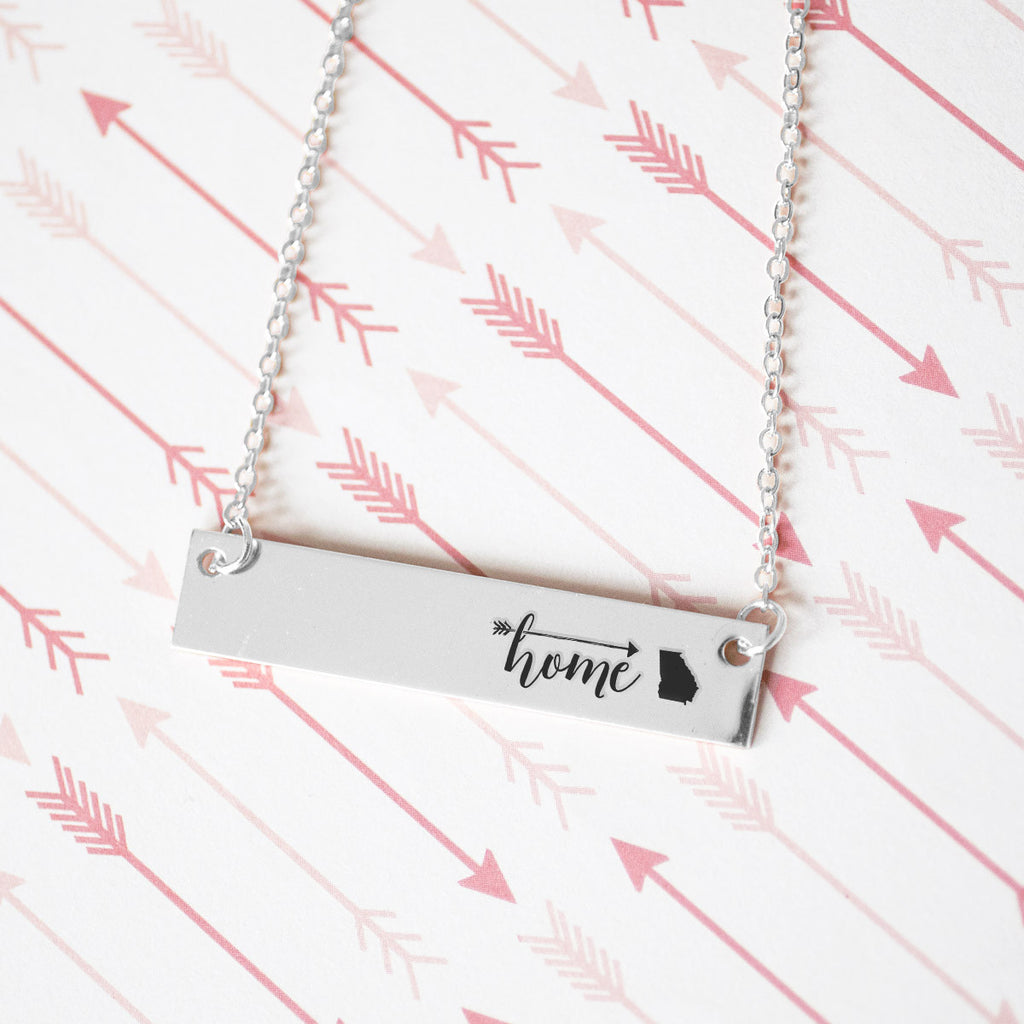 Home is Georgia Gold / Silver Bar Necklace - pipercleo.com