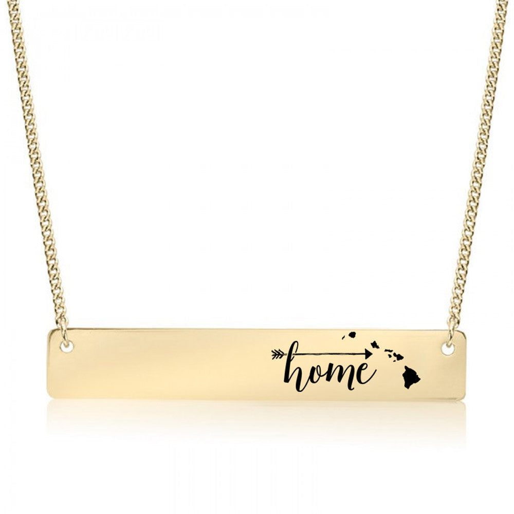 Home is Hawaii Gold / Silver Bar Necklace - pipercleo.com