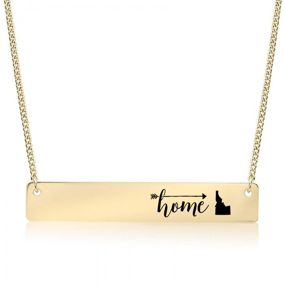 Home is Idaho Gold / Silver Bar Necklace - pipercleo.com