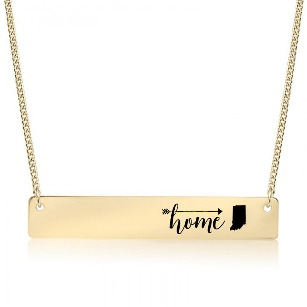 Home is Indiana Gold / Silver Bar Necklace - pipercleo.com