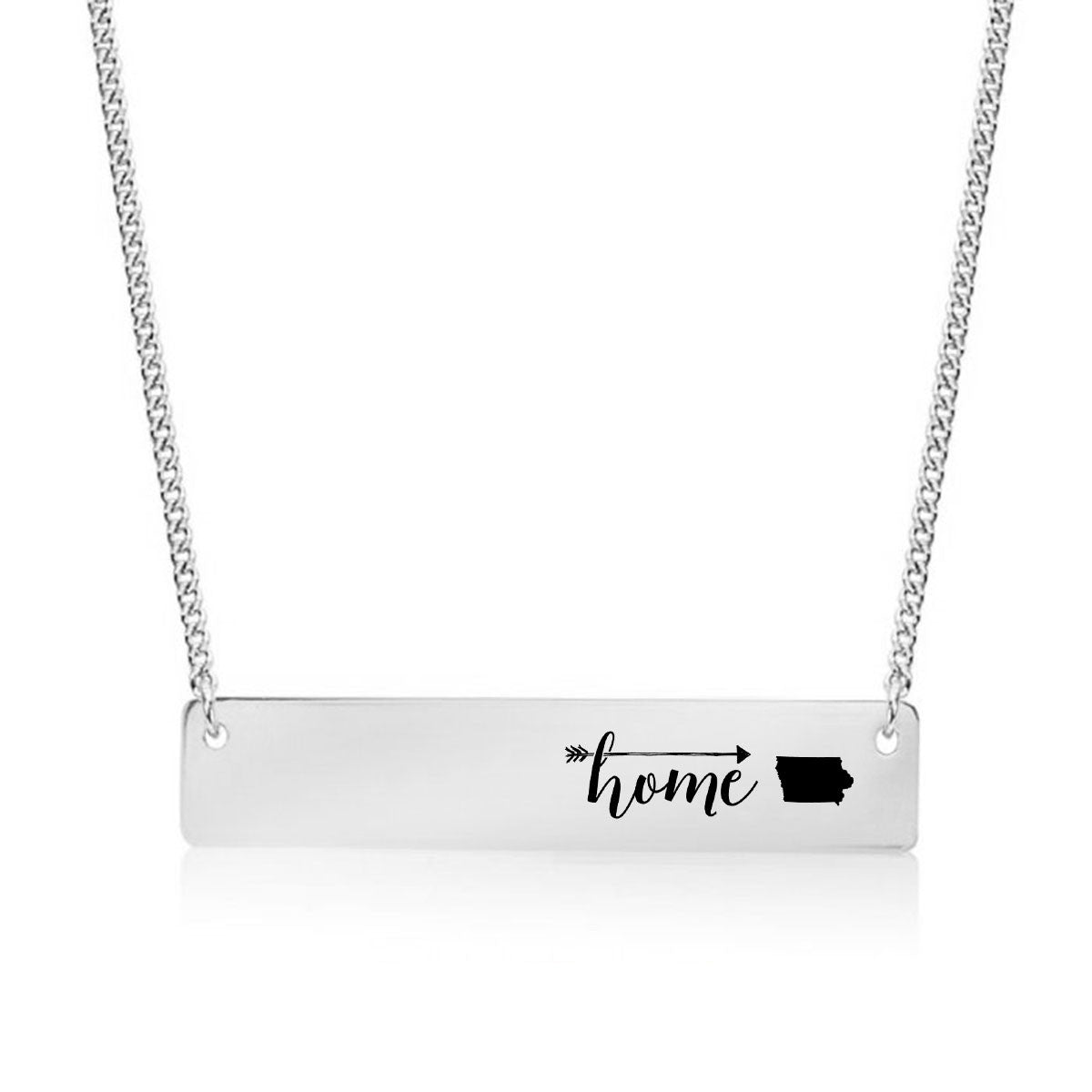 Home is Iowa Gold / Silver Bar Necklace - pipercleo.com