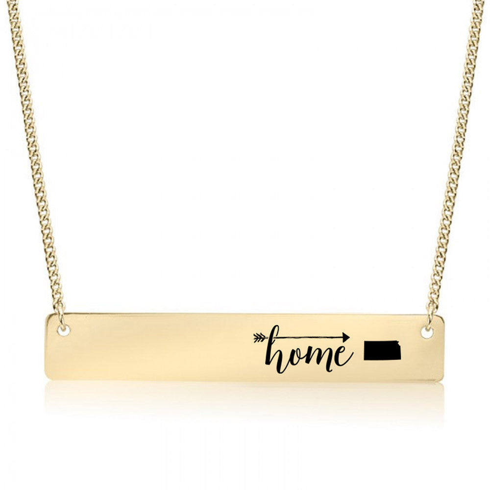Home is Kansas Gold / Silver Bar Necklace - pipercleo.com