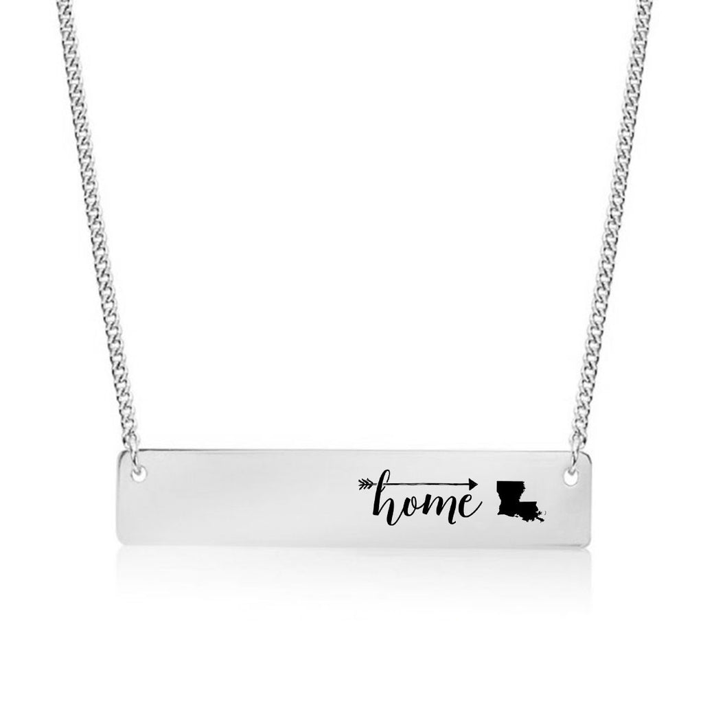 Home is Louisiana Gold / Silver Bar Necklace - pipercleo.com