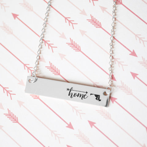 Home is Maryland Gold / Silver Bar Necklace