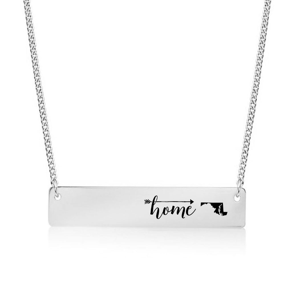 Home is Maryland Gold / Silver Bar Necklace - pipercleo.com
