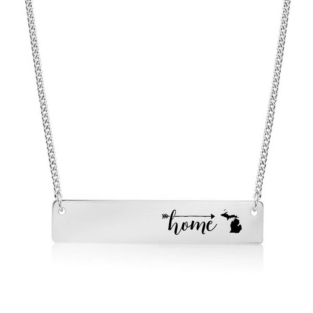 Home Sweet Home Gold / Silver Bar Necklace - Select Your Home State! - pipercleo.com