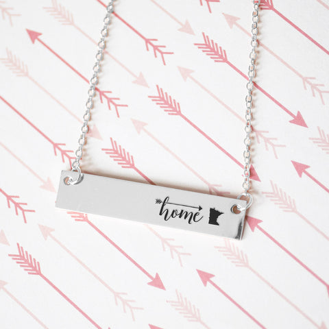 Home is Minnesota Gold / Silver Bar Necklace