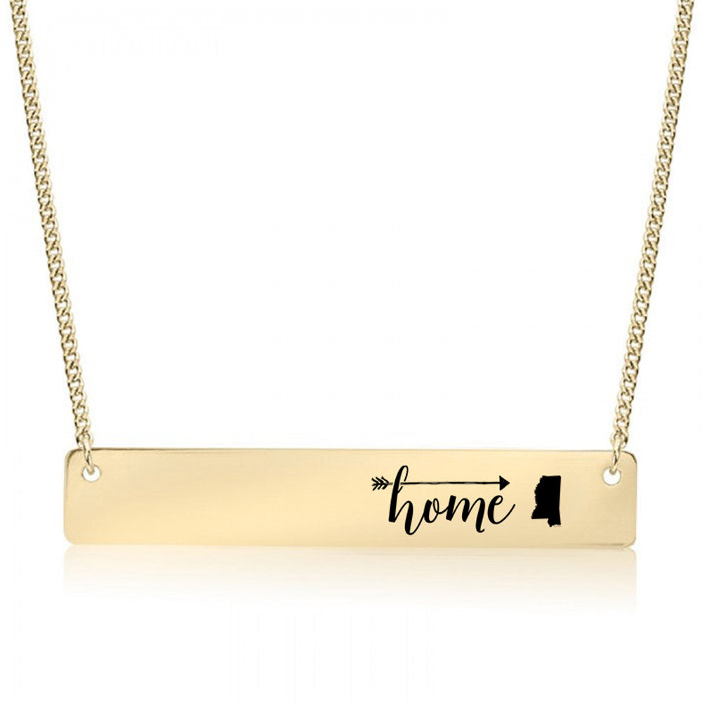 Home is Mississippi Gold / Silver Bar Necklace - pipercleo.com