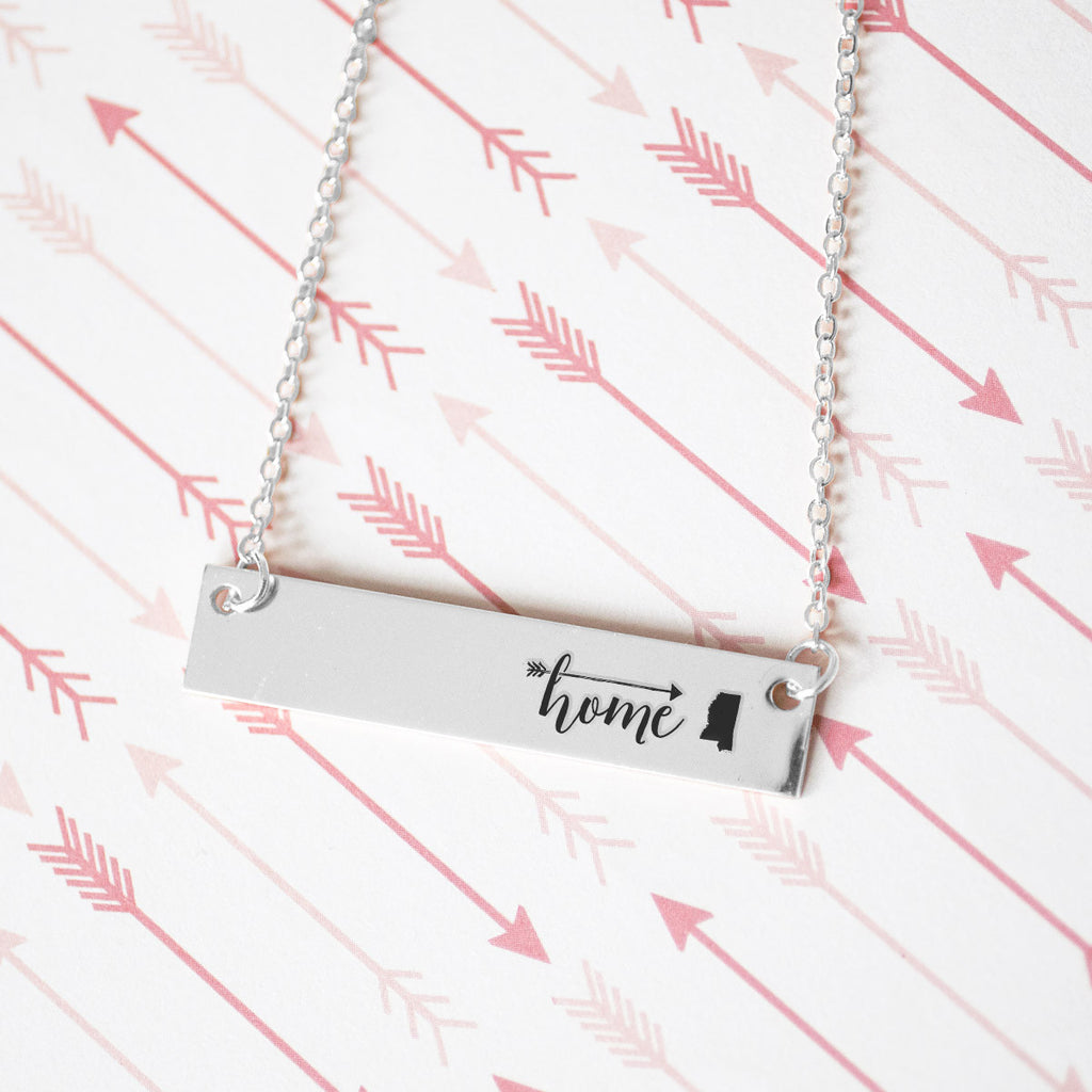 Home is Mississippi Gold / Silver Bar Necklace - pipercleo.com
