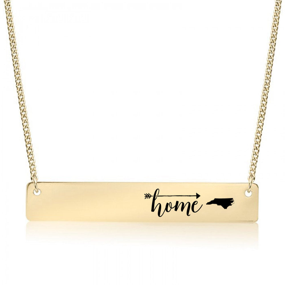 Home is North Carolina Gold / Silver Bar Necklace - pipercleo.com