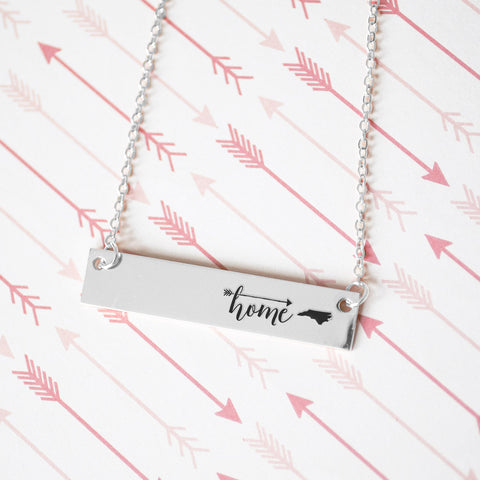 Home is North Carolina Gold / Silver Bar Necklace