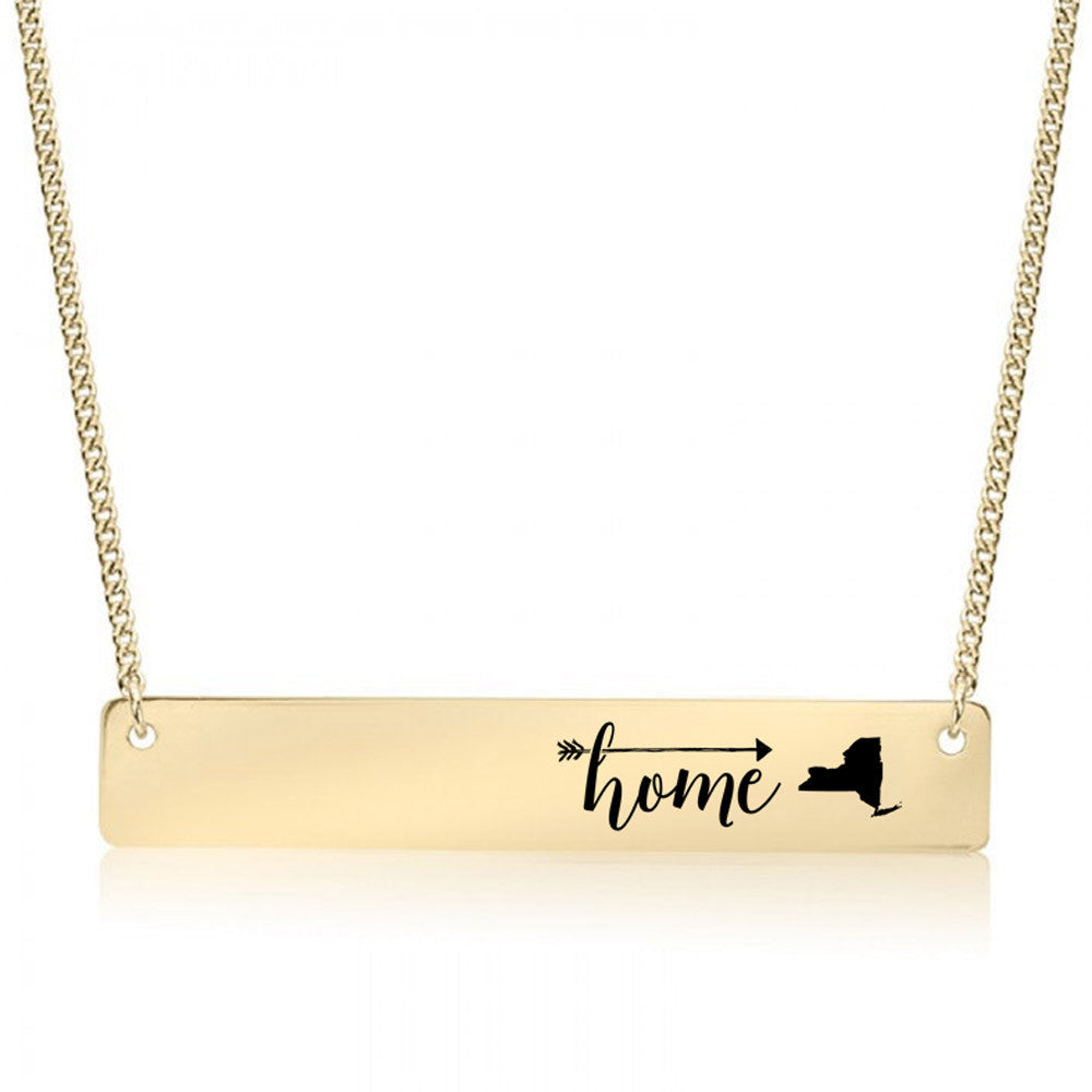 Home is New York Gold / Silver Bar Necklace - pipercleo.com