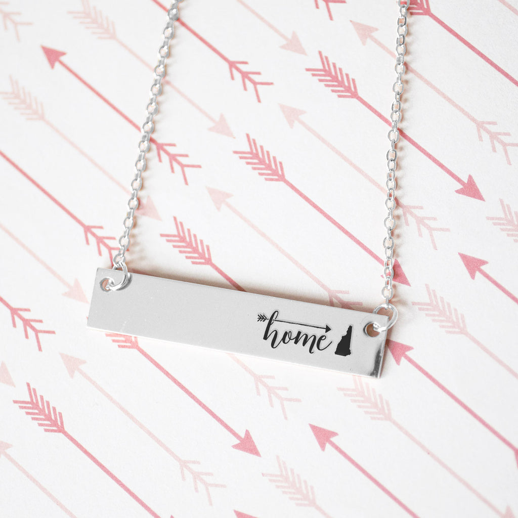 Home is New Hampshire Gold / Silver Bar Necklace - pipercleo.com