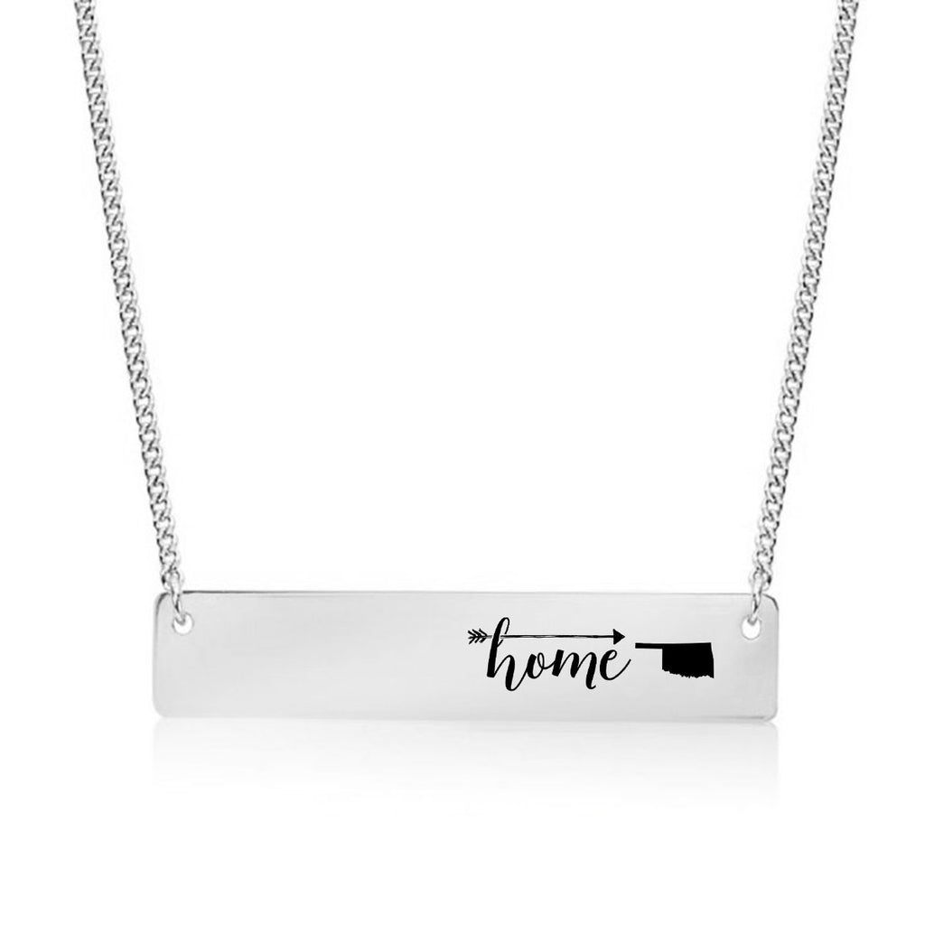 Home is Oklahoma Gold / Silver Bar Necklace - pipercleo.com