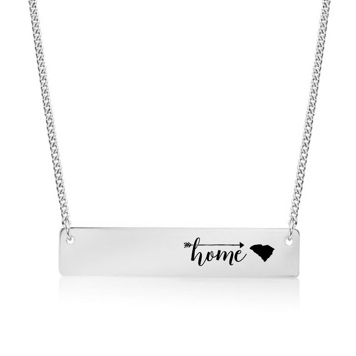 Home is South Carolina Gold / Silver Bar Necklace - pipercleo.com