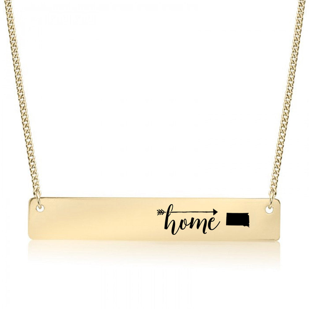 Home is South Dakota Gold / Silver Bar Necklace - pipercleo.com