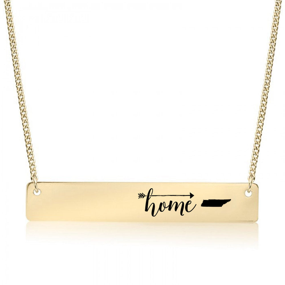 Home is Tennessee Gold / Silver Bar Necklace - pipercleo.com