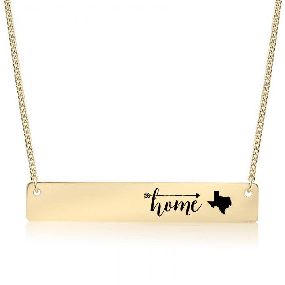 Home is Texas Gold / Silver Bar Necklace - pipercleo.com