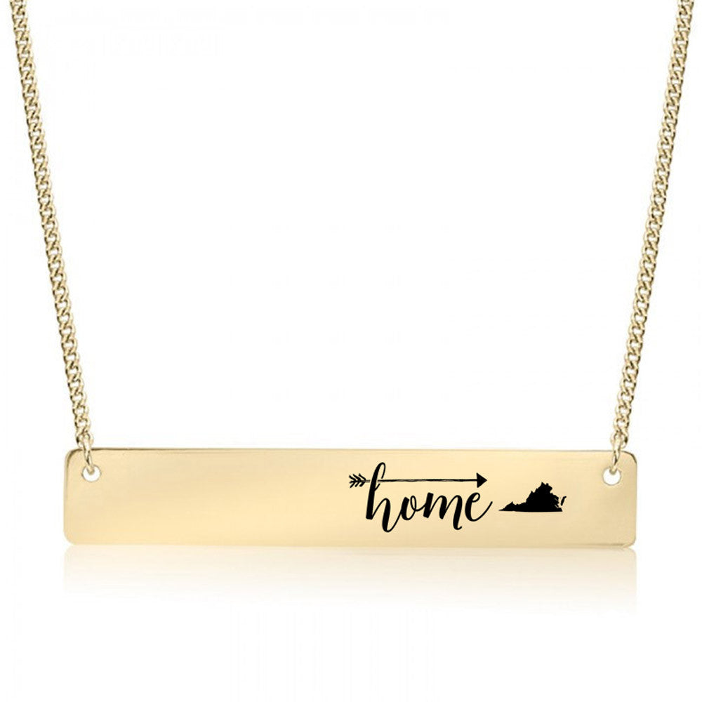 Home is Virginia Gold / Silver Bar Necklace - pipercleo.com