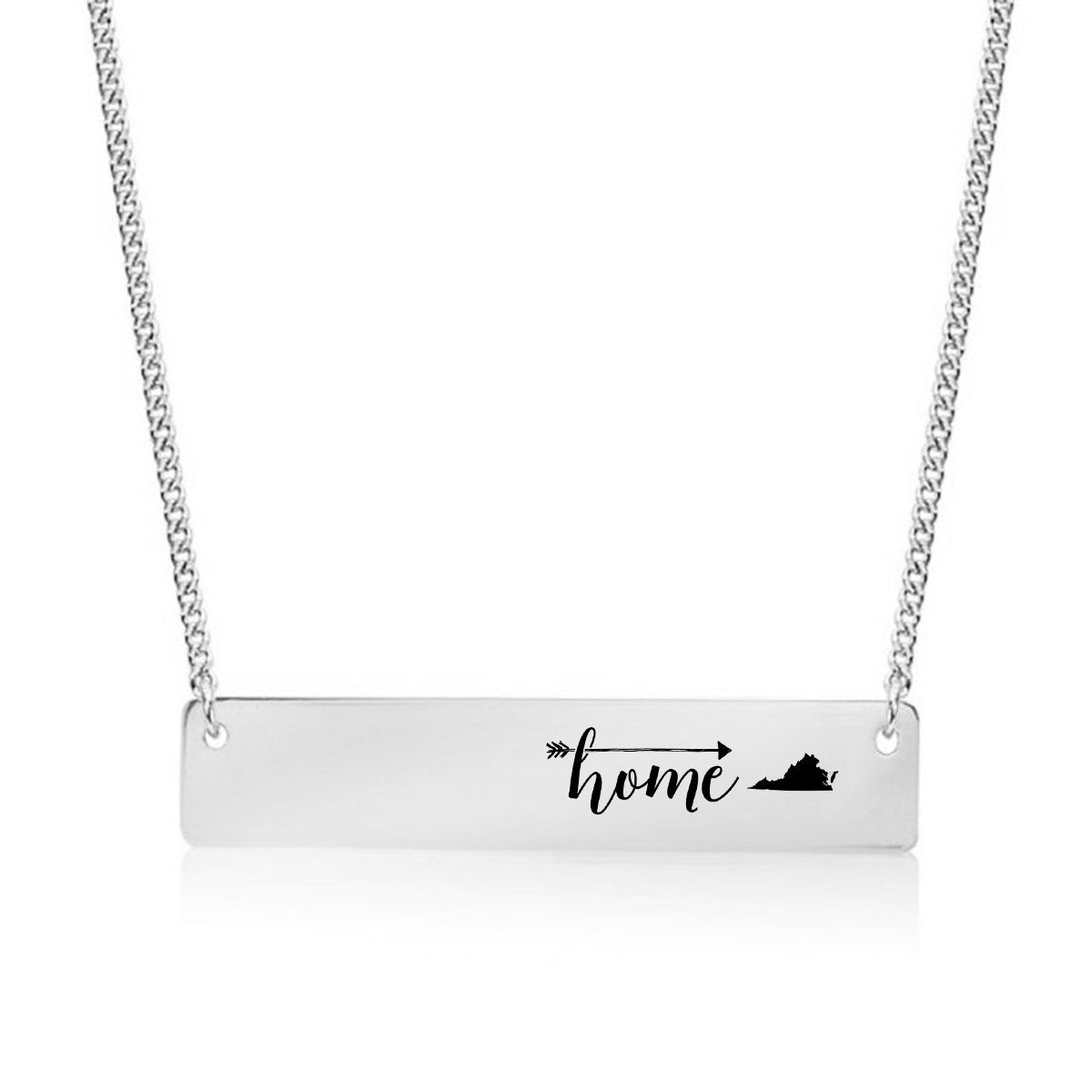 Home is Virginia Gold / Silver Bar Necklace - pipercleo.com