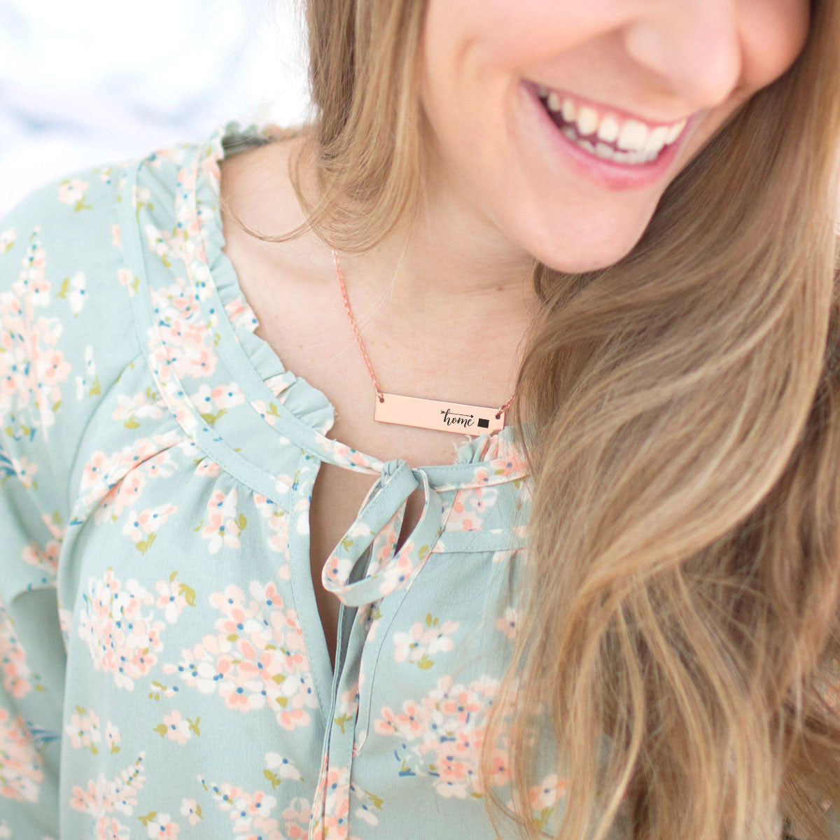 Home is Wyoming Gold Bar Necklace - pipercleo.com