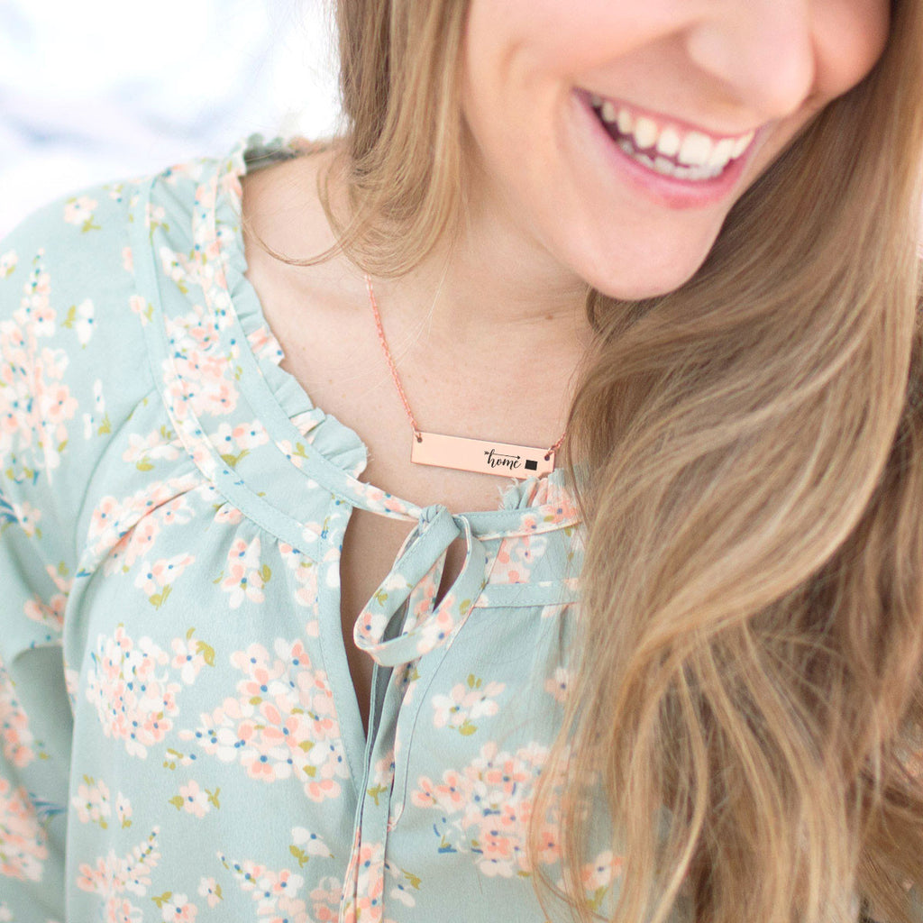 Home is Wyoming Gold Bar Necklace - pipercleo.com