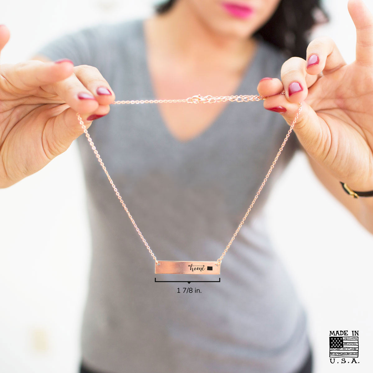 Home is Wyoming Gold Bar Necklace - pipercleo.com