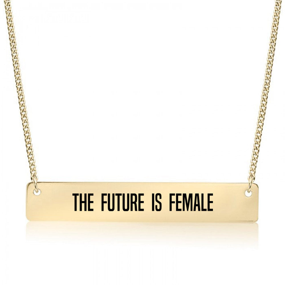 The Future is Female Gold / Silver Bar Necklace - pipercleo.com